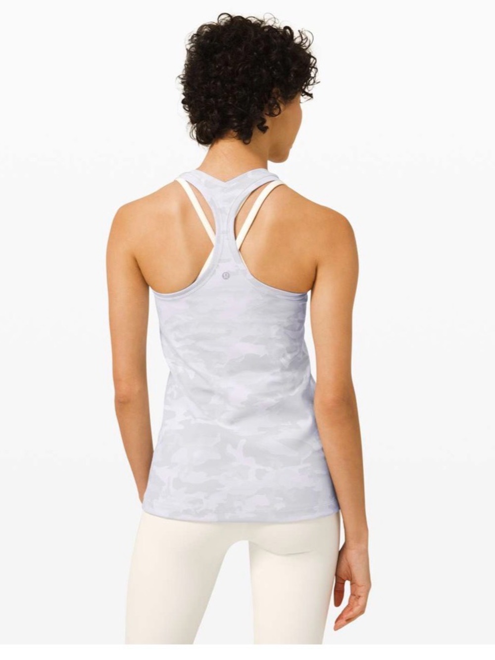 Lululemon Womens Cool Racerback Tank Top Camo Alpine White Gray Sz 10